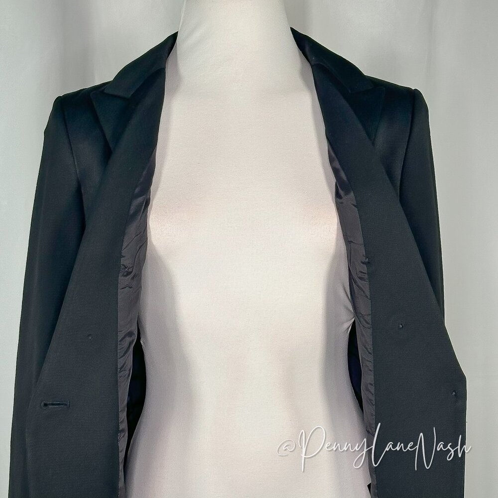 Express Tuxedo Style Double Breasted Blazer 4R Black - Picture 13 of 14